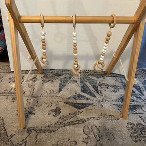 Poppyseed Play Wooden Baby Gym with Hanging Teething Toys Multicolor